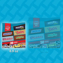 Load image into Gallery viewer, MARS Chocolate Favorites (SNICKERS, TWIX, 3 MUSKETEERS &amp; MILKY WAY) Minis Size Candy Bars Assorted Variety Mix, 8.9 Ounce Bag (Packaging may vary)
