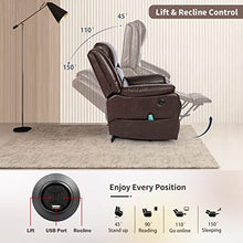 Load image into Gallery viewer, Vicluke Breath Leather Power Lift Recliner Chair with Massage and Heat for Elderly, Electric Recliner Chair with Side Pocket, USB Port for Living Room (Coffee)
