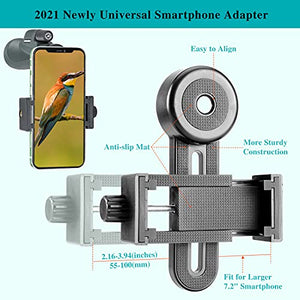 12x56 HD Monocular Telescope with Smartphone Adapter, Upgraded Tripod, Hand Strap - High Power Monocular with Clear Low Light Vision for Star Watching - Lightweight Monocular for Bird Watching Hunting