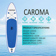 Load image into Gallery viewer, Caroma 126inch Inflatable Stand Up Paddle Board, Premium SUP Accessories, Bottom Fin for Paddling, Leash, Hand Pump and Backpack, Non-Slip Deck, Youth &amp; Adult Standing Boat (Navy Blue, 126inch)
