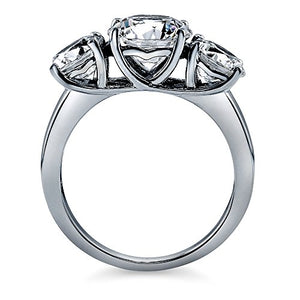 BERRICLE Rhodium Plated Sterling Silver Round Cubic Zirconia CZ 3-Stone Anniversary Engagement Ring 3.72 CTW Size 6.5