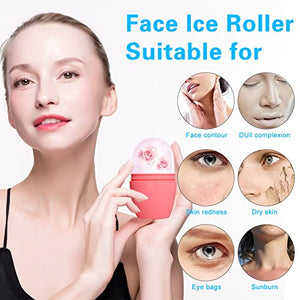2 Pcs Ice Roller for Face and Eye, Ice Face Roller Skin Care Gua Sha Tool, Silicone Ice Mold for Face,Facial Ice Roller Skin Care Tool for Face & Eye Puffiness Relief & Remove Fine Lines,Gifts for Her