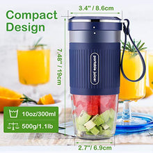Load image into Gallery viewer, Portable Blender Mini Personal Blender, Godmorn Juicer Smoothie Blender Smoothie Maker Cordless Small Juicer Cup Mixer, USB Rechargeable BPA Free,10oz/300ml, Home Outdoor Travel Office, Blue
