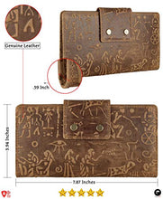 Load image into Gallery viewer, Genuine Leather RFID Blocking Long Wallet – Vintage Bifold for Men by Mou Meraki (RED BROWN)
