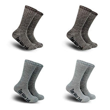 Load image into Gallery viewer, Time May Tell Mens Merino Wool Hiking Cushion Socks Pack (2Brown,Light grey,Dark grey(4 pairs), US Size 5~9)
