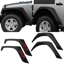 Load image into Gallery viewer, YZONA Armor Style Front &amp; Rear Fender Flares Compatible with 2007-2018 Jeep Wrangler JK JKU Unlimited 4 PCS Heavy Duty Durable Steel Off-Road Wheel Fenders Textured Black Finish (2/4 Doors)
