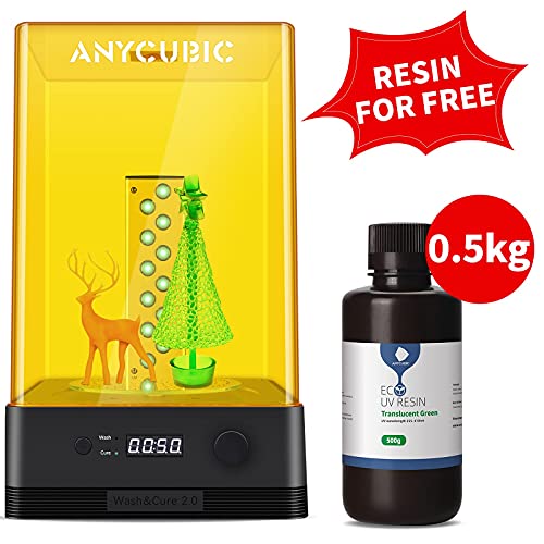 ANYCUBIC Wash and Cure Station 2.0 and ANYCUBIC 3D Printer Resin Plant-Based Resin, Translucent Green (0.5kg)