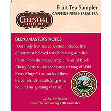 Load image into Gallery viewer, Celestial Seasonings Herbal Tea, Fruit Tea Sampler, Raspberry Zinger, Country Peach Passion, Wild Berry, True Blueberry &amp; Black Cherry Berry, Caffeine Free, 18 Tea Bags (Pack of 6)

