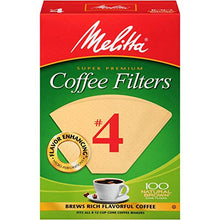 Load image into Gallery viewer, Melitta #4 Cone Coffee Filters, Natural Brown, 100 Count
