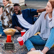 Load image into Gallery viewer, Solo Cup Holder with Marker Slot, Chalkboard for Customized Event Label with 2 Liquid Chalk and 1 Cup Marker Pen, Mark Your Cup and Drink up Cup Holder, Party Wedding Rustic Decor, Wooden, Grey
