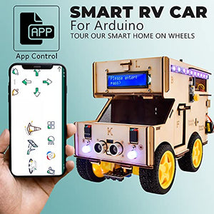 KEYESTUDIO Smart Home RV Robot Car for Arduino, A Mini Camper Van Electrical System/Motorhome/Touring Carvan Model for Learning Programing, Home Automation, STEM & Creativity