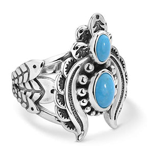 American West Sterling Silver Blue Turquoise Gemstone Naja Ring Size 8