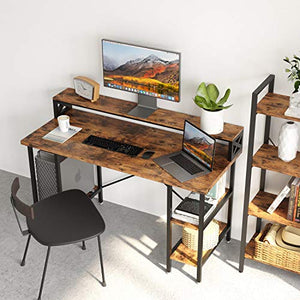 IRONCK Industrial Computer Desk 55", Office Desk with Printer Monitor Shelf Storage Shelf CPU Stand, Studying Writing Table for Home Office