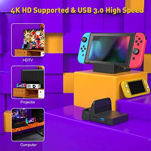 TV Docking Station for Nintendo Switch, WEGWANG Portable TV Dock Station Replacement for Official Nintendo Switch with HDMI and USB 3.0 Port