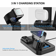Load image into Gallery viewer, 3 in 1 Charging Station for Apple Products, Removable Charging Stand for iPhone Series AirPods Pro/3/2/1, Charging Dock for Apple Watch SE/7/6/5/4/3/2/1(with 10W Adapter and Cable)(Black)
