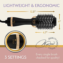 Load image into Gallery viewer, Professional Blowout Hair Dryer Brush, Black Gold Dryer and Volumizer, Hot Air Brush for Women, 75MM Oval Shape
