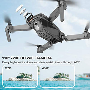 NEHEME NH525 Foldable Drones with 720P HD Camera for Adults, RC Quadcopter WiFi FPV Live Video, Altitude Hold, Headless Mode, One Key Take Off for Kids or Beginners with 2 Batteries 22mins