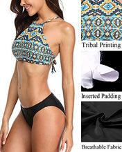 Load image into Gallery viewer, beautyin Tribal Bikini Swimsuit Set Two Piece Padded Bikinis Crossback for Women
