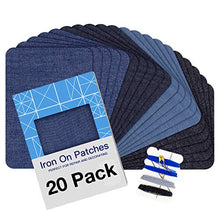 Load image into Gallery viewer, Iron on Patches for Clothing Repair 20PCS, Denim Patches for Jeans Kit 3" by 4-1/4", 4 Shades of Blue Iron On Jean Patches for Inside Jeans &amp; Clothing Repair
