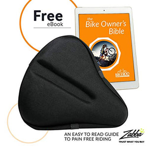 Bikeroo Large Exercise Bike Seat Cushion - Bicycle Wide Gel Soft Pad - Most Comfortable Bicycle Saddle Cover for Women and Men Bike Seat Gel Cover fits Cruiser and Stationary Bikes, Indoor Cycling