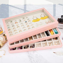 Load image into Gallery viewer, Mebbay Stackable Jewelry Trays Organizer with Lid, Jewelry Storage Display Trays for Drawer, Earring Necklace Bracelet Ring Organizer, Set of 3 (Pink)

