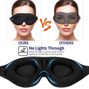 MZOO Sleep Eye Mask for Men Women, 3D Contoured Cup Sleeping Mask & Blindfold, Concave Molded Night Sleep Mask, Block Out Light, Soft Comfort Eye Shade Cover for Travel Yoga Nap, Black