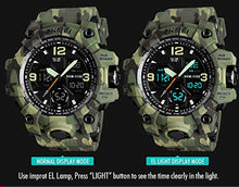 Load image into Gallery viewer, MJSCPHBJK Men's Analog Sports Watch Military Watch Outdoor LED Stopwatch Digital Electronic Watches Large Dual Display Waterproof Tactical Army Watches for Men
