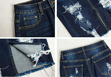 Load image into Gallery viewer, chouyatou Women's Bodycon Front Split Frayed Dark Washed Midi Denim Pencil Skirt (Medium, Dark Blue)

