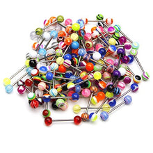 Load image into Gallery viewer, Tongue Rings, CrazyPiercing 110pcs 14G Surgical Steel Nipple Straight Barbells with Assorted Colors Acrylic Ball, Wearable Bar Length 5/8&quot; Tongue Body Piercing Jewelry
