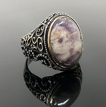 Load image into Gallery viewer, KAR 925K Stamped Sterling Silver Amethyst Men&#39;s Ring I1F (12)

