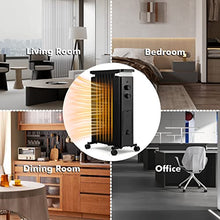 Load image into Gallery viewer, GOFLAME Oil Filled Radiator Heater, 1500W Electric Portable Space Heater with 3 Heat Settings and Built-In Thermostat, Oil Heater with Wheels, Tip-Over &amp; Overheat Protection for Home Office (Black)

