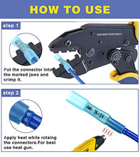 Load image into Gallery viewer, haisstronica Crimping Tool for Heat Shrink Connectors HS-8327 with 200PCS Marine Grade Heat Shrink Butt Connectors of Tinned Red Copper AWG 20-10
