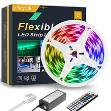Load image into Gallery viewer, PHOPOLLO LED Strip Lights, 16.4FT Waterproof 5050 150LEDs RGB Flexible LED Lights for Bedroom with 44-Key IR Remote Controller and 12V Power Supply, Ideal for House and Holiday Decoration
