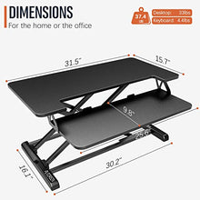 Load image into Gallery viewer, Standing Desk Converter with Height Adjustable – PUTORSEN 32 inch Stand Up Desk, Ergonomic Sit Stand Dual Monitor and Laptop Riser Tabletop Workstation Black
