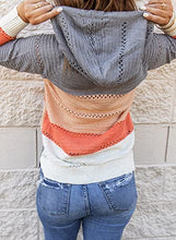 Load image into Gallery viewer, Uusollecy Women's Color Block Sweatshirts Hoodie Long Sleeve Knitted Pullover V-Neck Drawstring Sweater Black…
