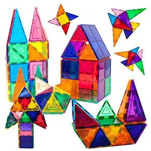 PicassoTiles 60 Piece Set 60pcs Magnet Building Tiles Clear Magnetic 3D Building Blocks Construction Playboards - Creativity Beyond Imagination, Inspirational, Recreational, Educational, Conventional