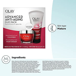 Olay Regenerist Micro-Sculpting Cream Face Moisturizer with Hyaluronic Acid & Niacinamide (1.7 Oz) + Olay Regenerist Pore Scrub Cleanser (5.0 Oz) Skin Care Gift Set