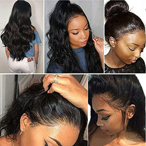 13x4 Body Wave Lace Front Wigs Human Hair Wigs for Black Women Glueless Lace Frontal Wigs Brazilian Virgin Human Hair Pre Plucked Bleached Knots Natural Color Wet and Wavy (30 Inch, Body Wave Wigs)