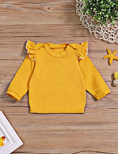 Baby Girls Clothes Long Sleeve Ruffle T-Shirt + Floral Pants + Headband + Hat 4Pcs Outfit Sets 0-3 Months