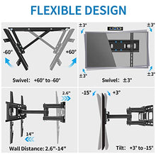 Load image into Gallery viewer, Everstone TV Wall Mount for Most 32&quot;-65&quot; TVs Heavy Duty Dual Arm Articulating Full Motion Tilt Swivel 14&quot; Extension Bracket,LED,LCD,OLED&amp;Plasma Flat Screen Curved TV,Up to VESA 400mm,Height Adjustable
