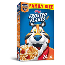 Load image into Gallery viewer, Kellogg's Frosted Flakes Breakfast Cereal, 8 Vitamins and Minerals, Kids Snacks, Family Size, Original, 24oz Box (1 Box)
