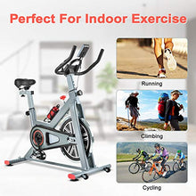 Load image into Gallery viewer, TECHMOO Indoor Exercise Bike Fitness Upright Exercise Bike Magnetic Resistance Belt Drive Home Cycling Exercise Bike Indoor Stationary Bike Bicycle for Cardio Workout Losing Weight
