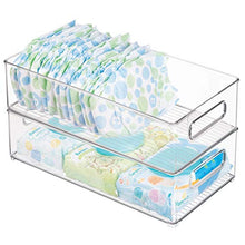 Load image into Gallery viewer, iDesign Plastic Portable Deep Storage Bin with Handles for Organizing Refrigerator, Freezer, Pantry, BPA-Free,8" x 4" x 14.5", Clear
