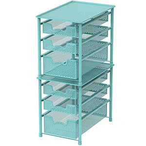 Simple Houseware Stackable 3 Tier Sliding Basket Organizer Drawer, Turquoise