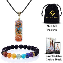 Load image into Gallery viewer, Crystal Vibe 7 Chakra Necklace and Chakra Bracelet Jewelry Set with amethyst Crystal Necklaces Spiritual for Women Men for Healing Protection Positive Energy Yoga - Crystal Jewelry Set
