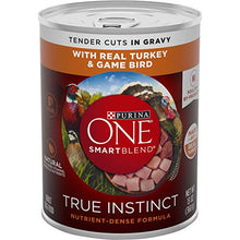 Load image into Gallery viewer, Purina ONE Natural, High Protein Gravy Wet Dog Food, SmartBlend True Instinct Turkey &amp; Game Bird - (12) 13 oz. Cans

