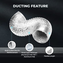Load image into Gallery viewer, iPower 4 Inch 154 CFM Inline Ventilation Fan with Variable Speed Controller and 4” Air Carbon Filter 8 Feet Ducting, Kits, Combo Set for Grow Tent

