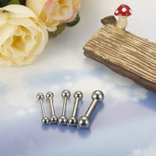 Load image into Gallery viewer, Udalyn 5Pcs Stainless Steel Tongue Ring Internally Threaded Straight Body Piercing Set 6-14G
