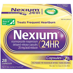 Nexium 24HR Acid Reducer Heartburn Relief Capsules for All-Day and All-Night Protection from Frequent Heartburn, Heartburn Medicine with Esomeprazole Magnesium - 28 Count
