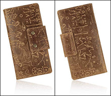 Load image into Gallery viewer, Genuine Leather RFID Blocking Long Wallet – Vintage Bifold for Men by Mou Meraki (RED BROWN)
